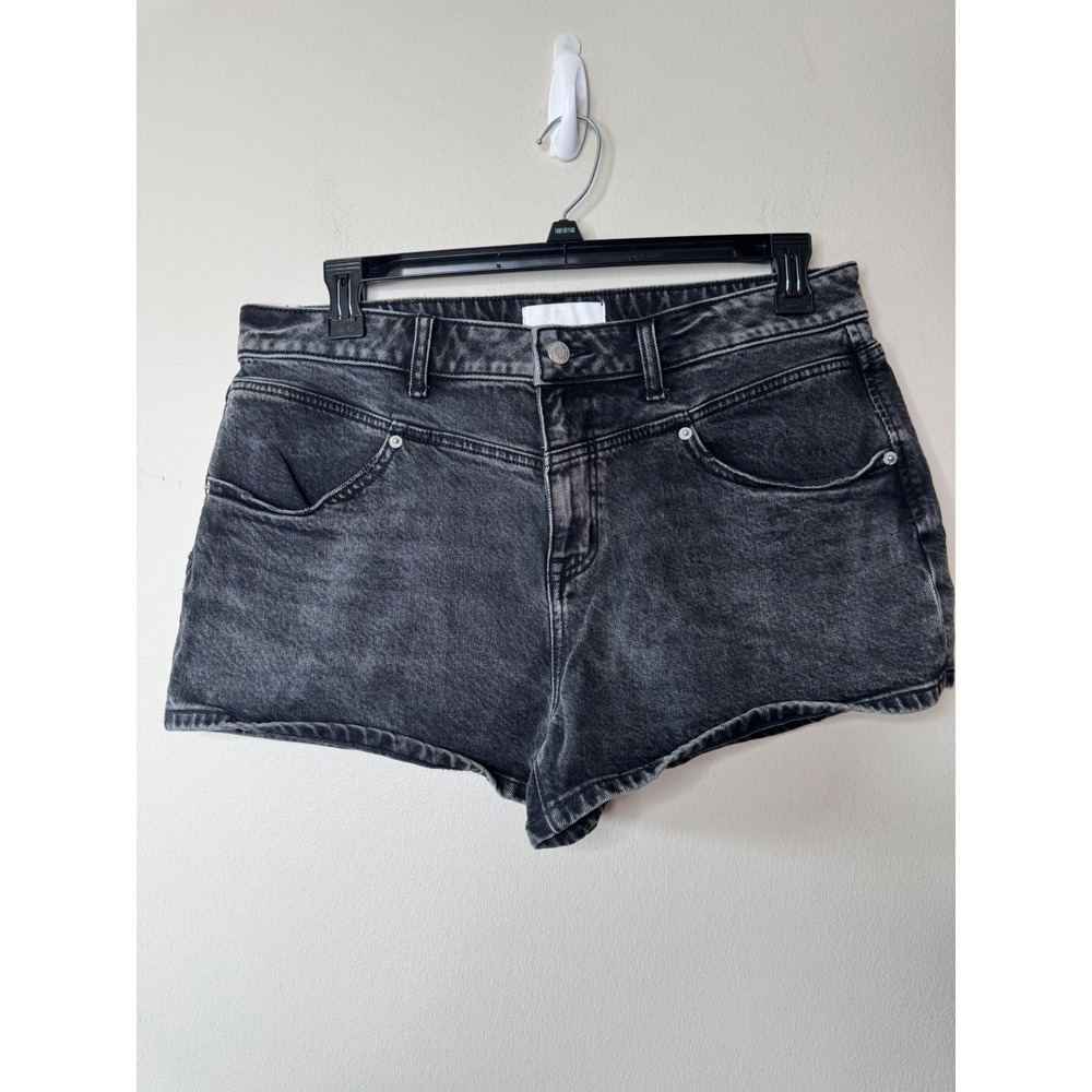 Victorias Secret PINK High Rise A-Line Denim Shorts Black Acid Wash